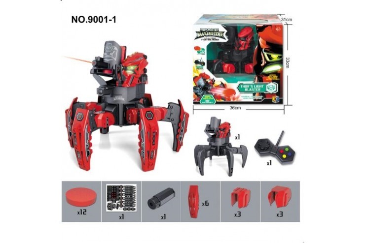 Радиоуправляемый робот-паук 2.4G (лазер, диски) (красный, синий) Wow Stuff 9001-1