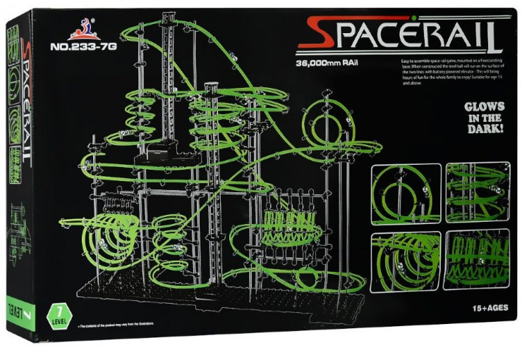 Динамический конструктор Космические горки, новая серия, светящиеся рельсы, уровень 7 SpaceRail 233-7G