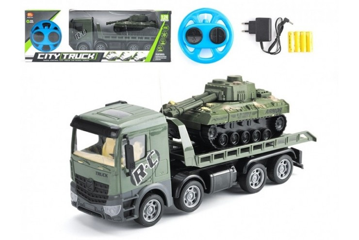 Радиоуправляемый грузовик-трейлер + танк CityTruck 1:24 Zhoule Toys 553-B3