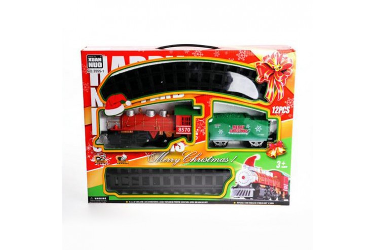 Новогодняя детская железная дорога Merry Christmas (На батарейках, 12 деталей) Huan Nuo 3555-1